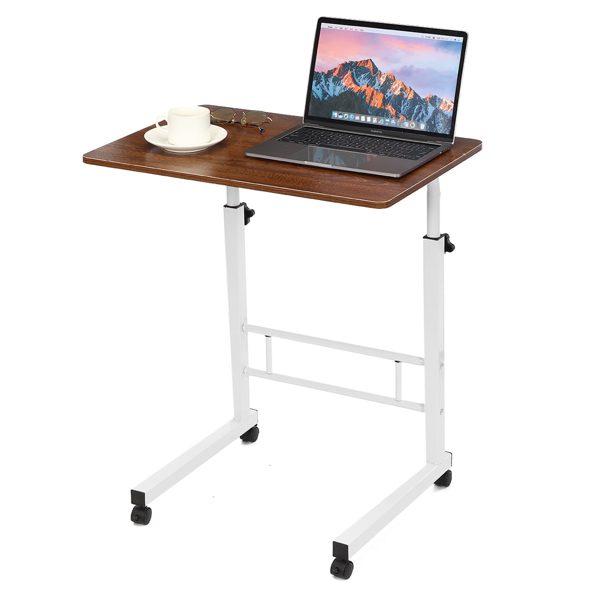 Mobile Side Table Wheels Adjustable Portable Laptop Computer Stand For Bed Sofa 