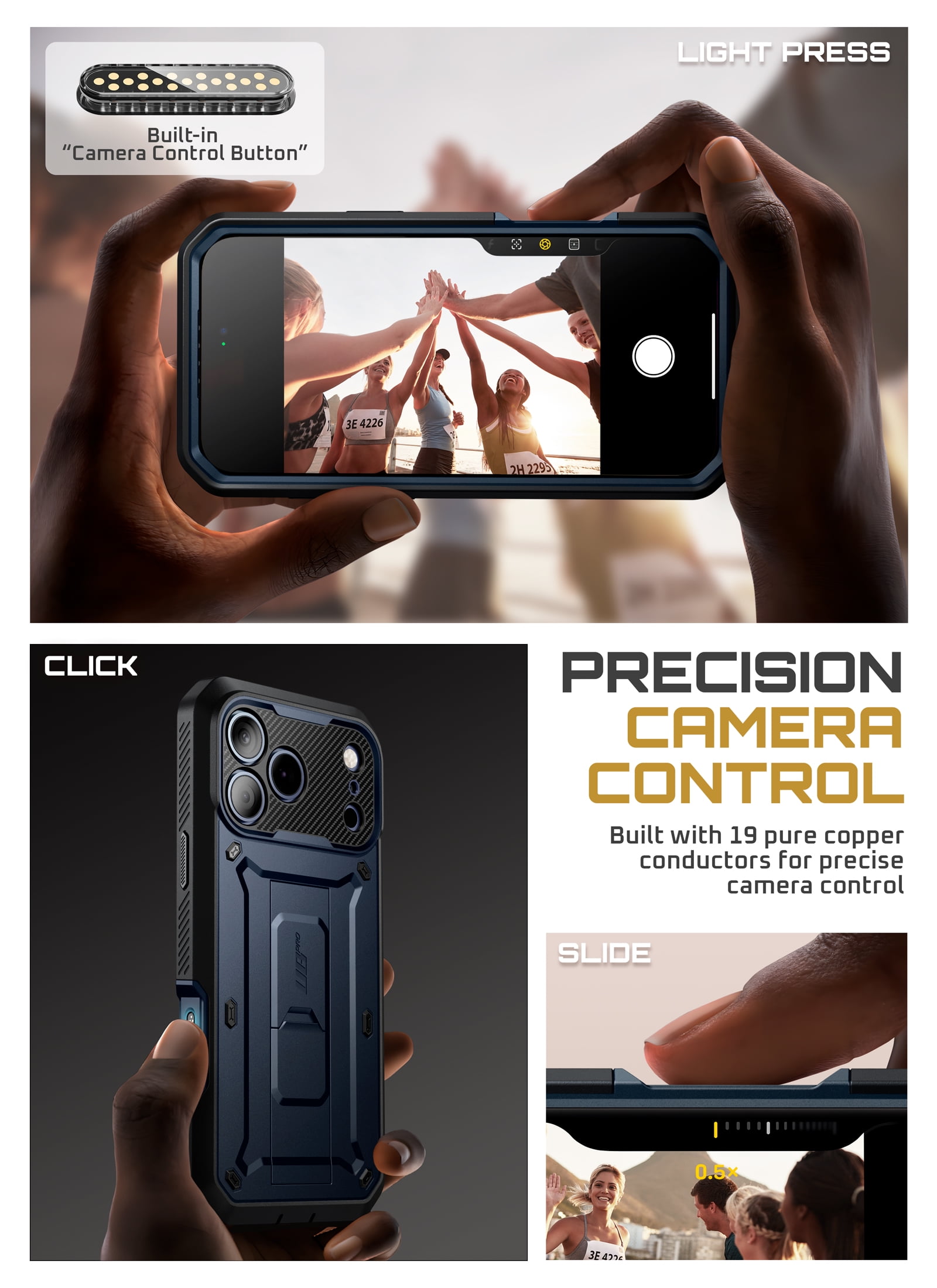 SUPCASE Unicorn Beetle Pro for iPhone 17 Pro Max 6.9" 2025 Case with Screen Protector, [Built-in Stand & Camera Control Button & Belt-Clip] [Military-Grade Protection] Full Body Phone Cover, Azure