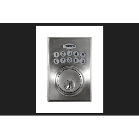 FAULTLESS Satin Nickel Electronic Deadbolt 1-3/4 in in. For Exterior Doors where Keyed Entry (Best Exterior Entry Doors)