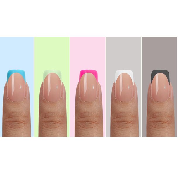 Jsiallye Punta Francesa Prensa en Uñas 150 Piezas Puntas de Uñas de Gel Francés Cortas Cuadradas Gel Suave Preformado Sin Necesidad de Limar Puntas 3 en 1 Uñas Postizas para Arte de Uñas Diseños de Ex