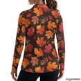 thumbnail image 3 of Xoenoiee Fall Maple Leaves Print Women's Long Sleeve Golf Polo Shirts Thanksgiving Quick Dry Collared V Neck Polo Shirts Athletic Tops Shirts Casual Golf Wear Activewear Golf Outfits, Size XL, 3 of 7