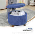 thumbnail image 5 of MoNiBloom Storage Ottoman with Padded Seat, Modern Cotton-linen Footrest, Round Seat Stool, Navy Blue, 5 of 8