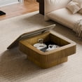 thumbnail image 6 of YYAo 31.5 Inch Square Coffee Table with Storage Design, Solid Wood Veneer Modern Tea Table for Apartment Living Room or Bedroom, Brown, 6 of 8
