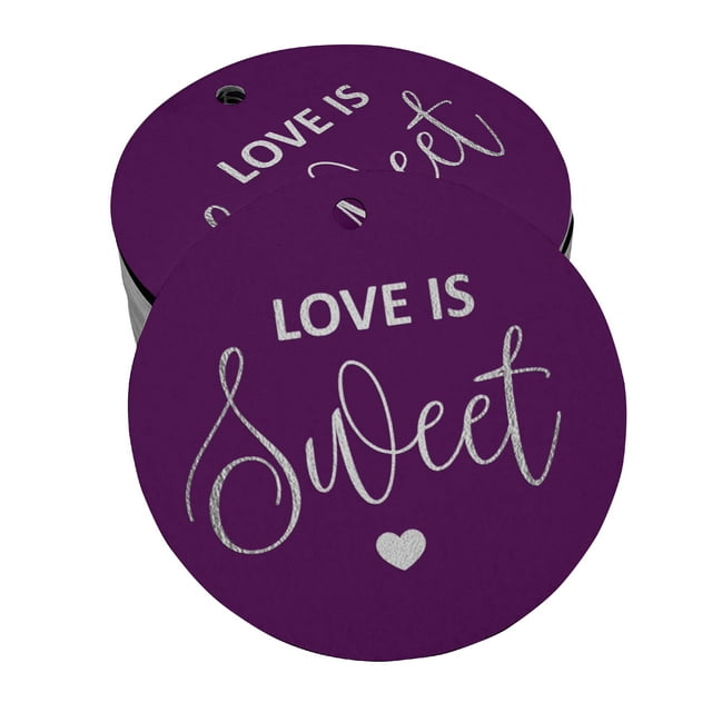 Inkdotpot Real Silver Foil Love Is Sweet Wedding Tags Favor Hang Paper Tags 50 Pieces