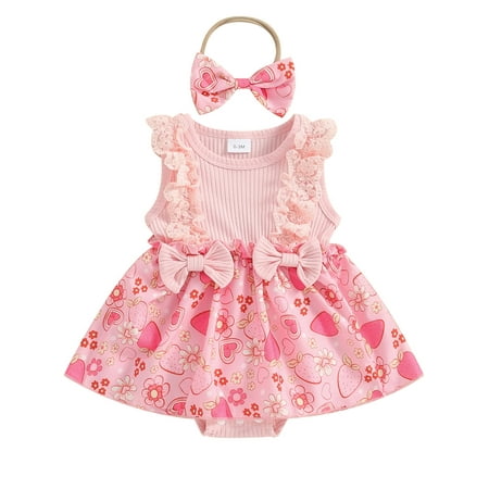 

Fullvigor Baby Girls Ribbed Knit Romper Dress Strawberry Floral Print Skirt Hem Bodysuit