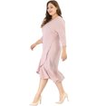 thumbnail image 3 of GRACE & GRANDEUR Women's Plus Solid V-Neck Wrap Cocktail Midi Dress, 3 of 6