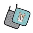 thumbnail image 2 of Carolines Treasures BB1191PTHD Checkerboard Blue Corgi Pair of Pot Holders , 7.5HX7.5W, multicolor, 2 of 3