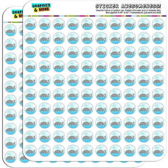 Cartoon Whale Ocean 200 1/2" (0.5") Planner Calendar Scrapbooking Crafting Stickers