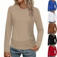 thumbnail image 4 of Yigetop Womens Tops, Long Sleeve Shirts for Women Ruched Fall Tops Crew Neck T Shirts Fashion Clothing 2025 4.7 4.7 Out of 5 27 Ratings Basic Tees for Women Khaki S, 4 of 4