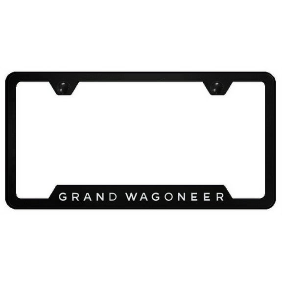 Jeep Grand Wagoneer Laser Etched Logo Cut-Out License Plate Frame (Black)