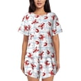 thumbnail image 1 of Balery Cartoon Lobsters Conjunto de Pijama para Mujer con Estampado, Dos Piezas de Manga Corta y Shorts, Ropa de Dormir Suave con Cuello Redondo y Bolsillos-3X-Large, 1 of 6