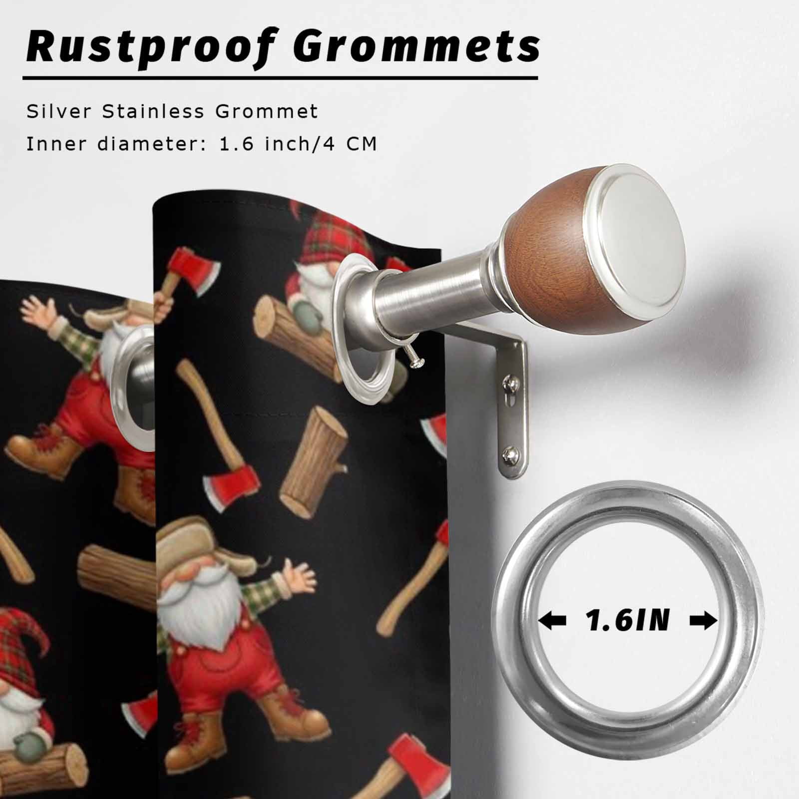 Garden Gnomes Outdoor Curtains for Patio, Playful Rustic Mushroom Garden Country Farm Sunshade Privacy Drapes Grommet Waterproof Outside Curtains for Porch/Cabana/Balcony 54"x 108", 1 Panel
