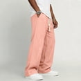 thumbnail image 4 of Fabrcox Linen Pants Baggy Wide Leg Summer Pants for Men Beach Vacation Travel Lightweight Drawstring Big and Tall Lounge Pants Men with Pockets Red XXXL, 4 of 9