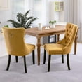thumbnail image 3 of JESTOP Velvet Dining Chairs Set of 2, Tall Back Side Chair, Modern Upholstered High-end Tufted Side Chair with Button Back Ring, Solid Wood Legs (Gold), 3 of 7