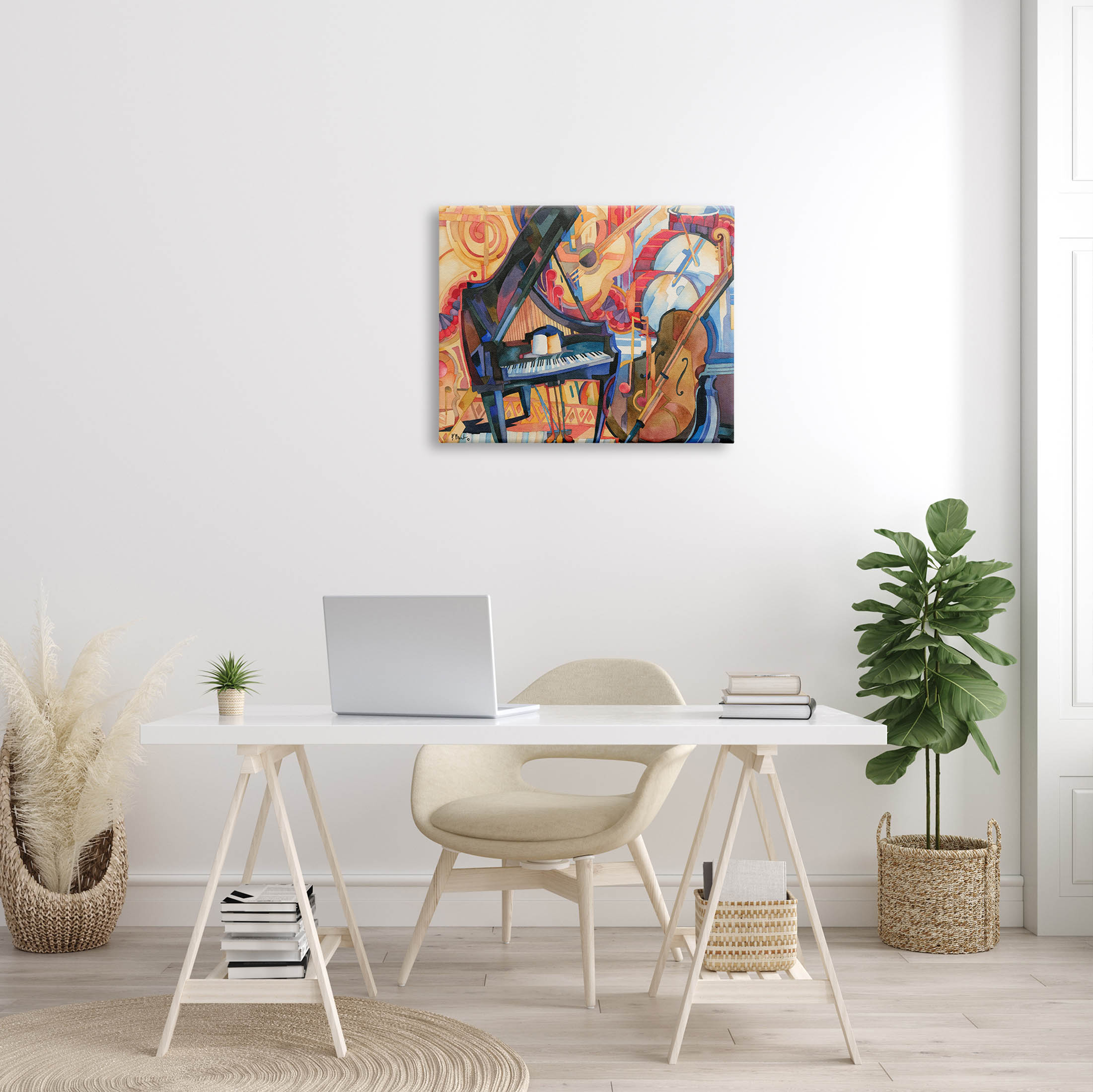 Stupell Industries Big City Music Piano Cubism Painting Gallery Wrapped Canvas Print Wall Art, Design by Paul Brent
