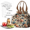 thumbnail image 4 of Pioneer Flower Floral Print Pattern Drawstring Lunch Bag Women - Drawstring Lunch Bag Insulated for Work Office - Stain-Resistant Large Lunchbags for Women with Multi-Pockets, 4 of 6