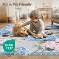 thumbnail image 4 of ODIKA 8'x10' Washable Area Rug Hydrangea Floral Bloom Cluster With Eucalyptus Leaf Plaid Border for Dining Room, Large Office, Lounge, Non-Slip Chair-Friendly Mat, 4 of 7