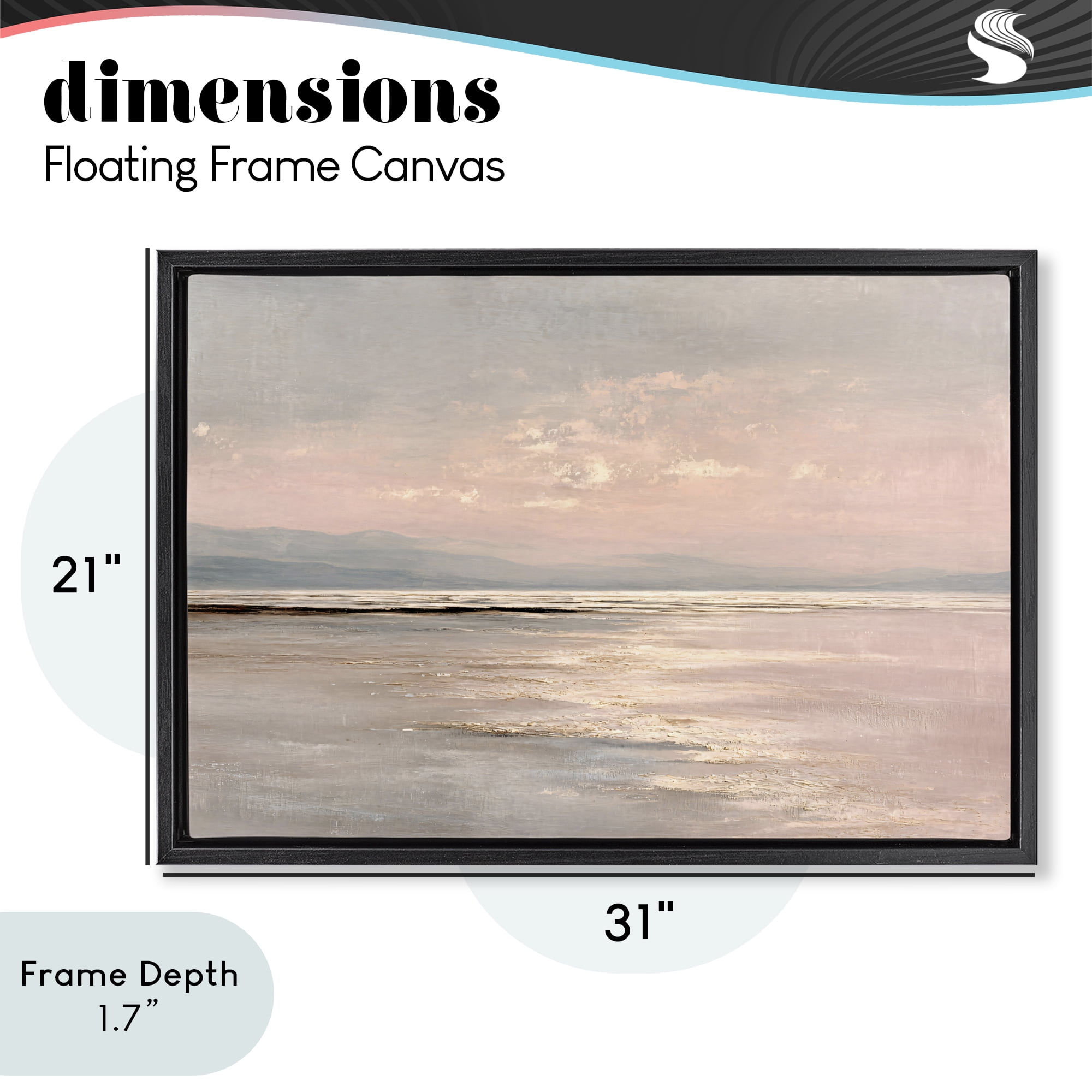 Stupell Industries Vast Blush Seascape Black Framed Floater Canvas Wall Art, design by Jacky Ngan