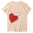 thumbnail image 3 of WREESH Graphic Shirts for Women Valentine's Day Heart Printed Short Sleeve Tees Tops for 2025 Spring Summer T-Shirts Beige, 3 of 4