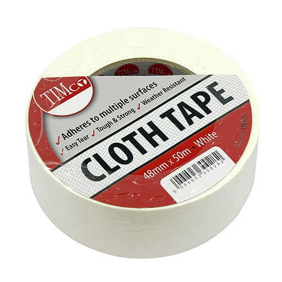 Timco - Cloth Tape - White (Size 50m x 48mm - 1 Each)