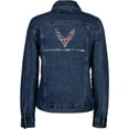 thumbnail image 2 of SR1 Performance C8 Corvette Jeweled Denim Jacket - Women's - Officially Licensed by GM US, Alpha, Medium, Regular, Regular, Indigo, 2 of 3
