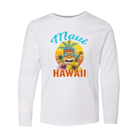 Inktastic Maui Hawaii Vacation Tiki Long Sleeve Youth T-Shirt