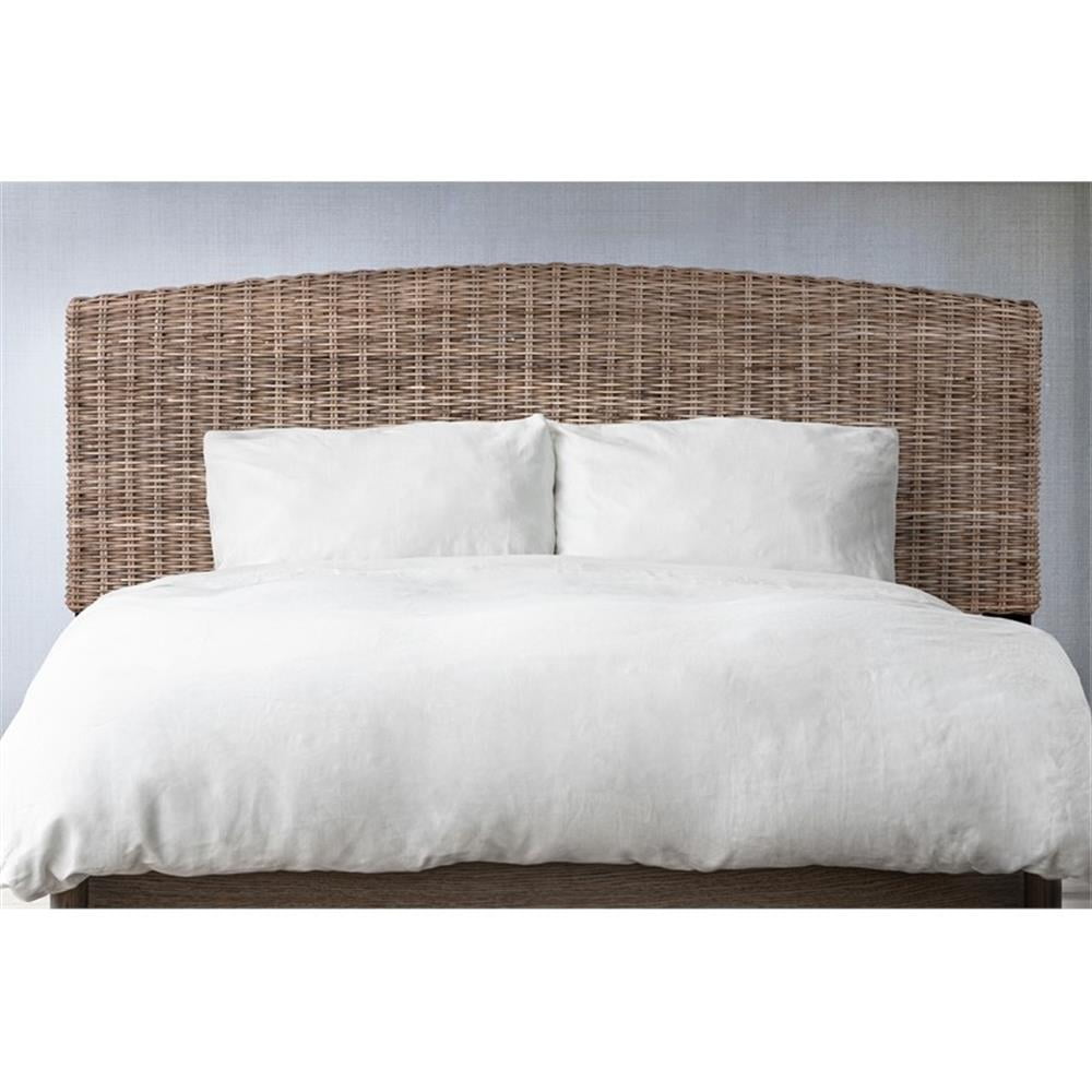 Bowery Hill Coastal Rattan/Wood King Headboard in Gray Finish