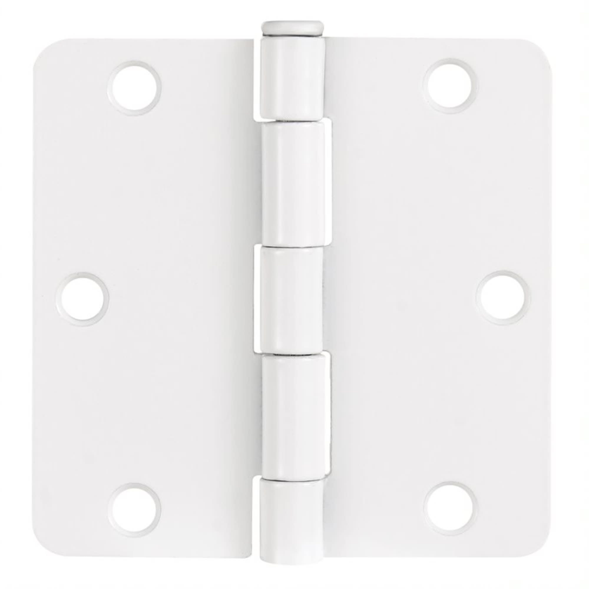 White Steel Plain Bearing Door Hinge with Removable Pin, 3-1/2 x 3-1/2 in. 1/4 in. Radius, 3-Pack