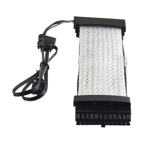 Extend Your RGB Setup with Reliable 24Pin Sleeved Cable for ATX Motherboard in White ABS