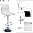 thumbnail image 4 of chairus Modern Swivel Bar Stool Chair Adjustable Counter Height Barstool Armless PU Leather Stool with Footrest and Back Handle for Living Room Kitchen Island, Chrome Base, White, 4 of 7