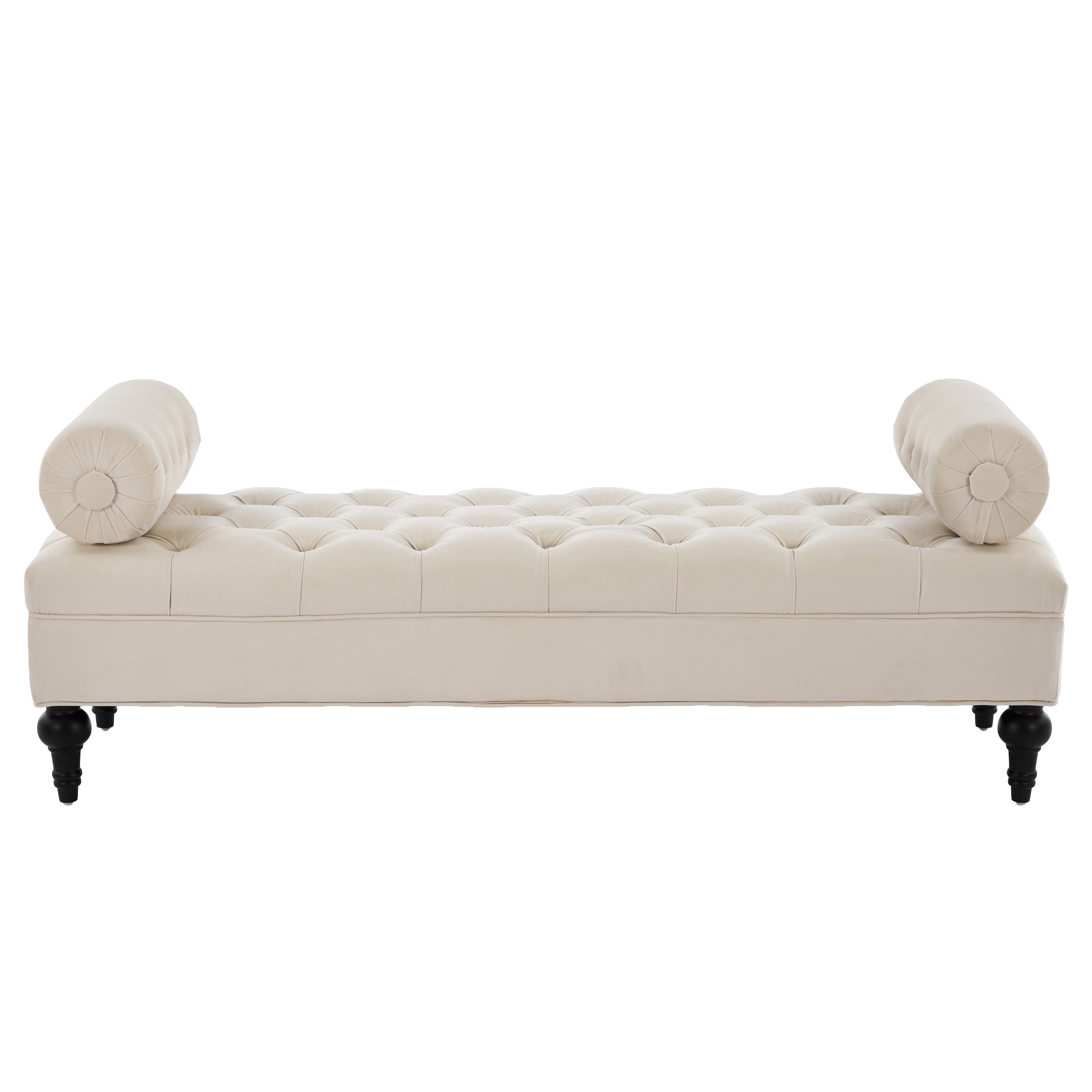Alvantor End of Bed Benches Velvet Upholstered Bench with 2 Detachable Pillows for Bedroom,Living Room, Entryway Beige