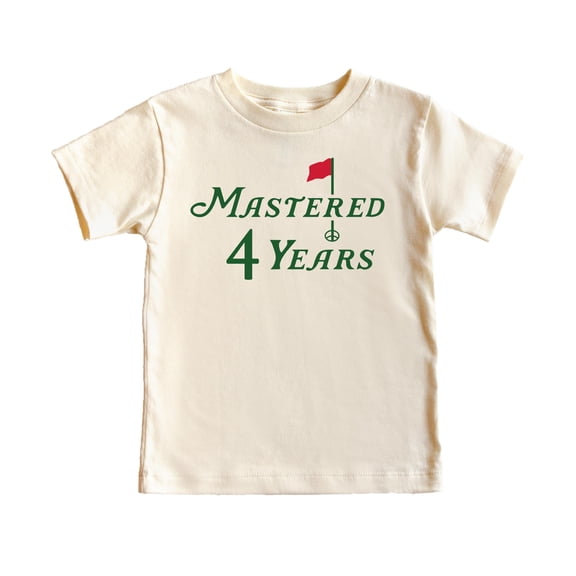 Olive Loves Apple Mastered 4 Years Shirt for Boys & Girls Golf Themed Fourth Birthday T-Shirt for Kids Natural Shirt 4T