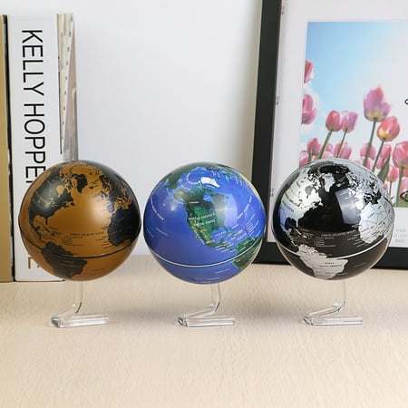 Decorator World Map 4 Inch Diameter Electric Rotating Globe Automatic 360 Degree Rotation Desktop World Map Desktop Political Globe Home Room Decoration ()
