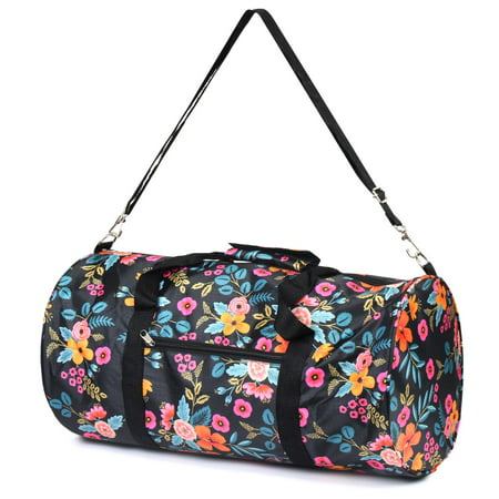 Marion Floral Small Duffel Bag Gym by Zodaca Women Travel Bag Shoulder Carry (Best Small Gym Bag)
