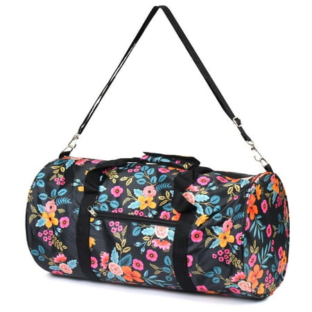 Marion Floral Small Duffel Bag Gym by Zodaca Women Travel Bag Shoulder Carry (Best Duffel Bag For Carry On Travel)