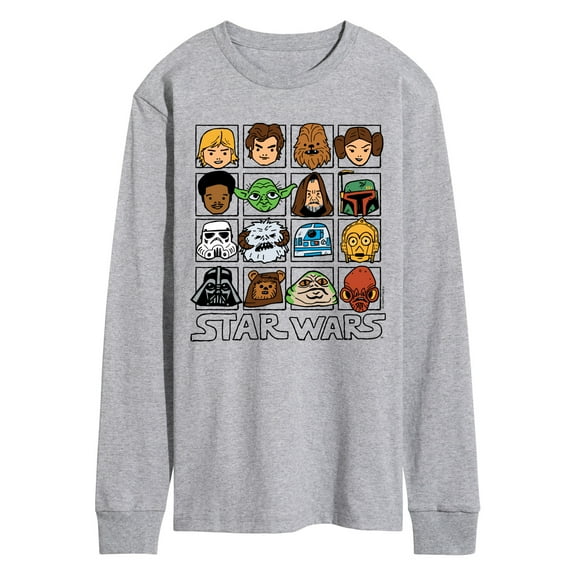 Star Wars - Yoda and Friends Face Grid - Men's Long Sleeve Tee