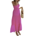 thumbnail image 3 of Vestido largo Tsseiatte de verano para mujer, sin mangas, con cuello halter, anudado, espalda descubierta, bajo con volantes, fluido, 3 of 6