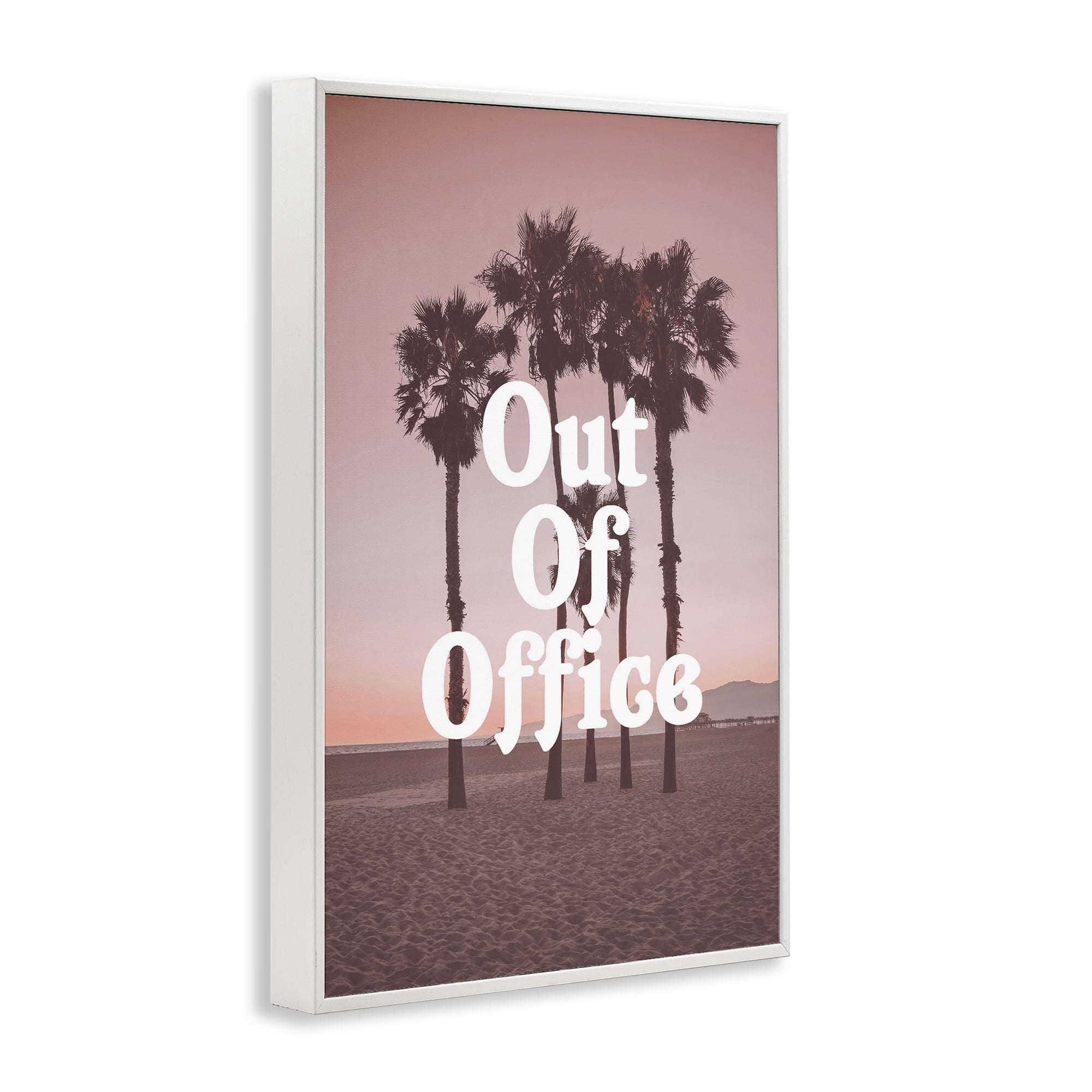Stupell Industries Pink Tropical Out Of Office White Framed Giclee Art, design by Lil' Rue