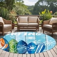 thumbnail image 4 of Blue Surfboard Round Area Rug 7Ft Washable Circle Rugs for Dorm Laundry Room, Summer Beach Tropical Coconut Tree Wooden Non-Slip Carpet Floor Mats Indoor Outdoor Carpet Runner Aesthetic Home Decor, 4 of 8