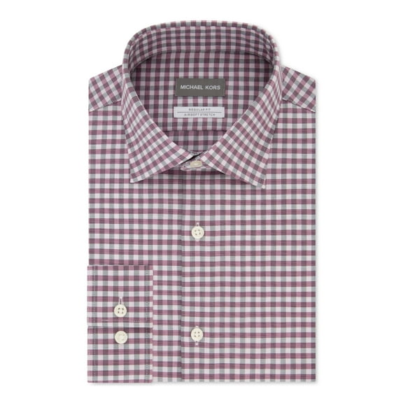 MICHAEL KORS Mens Pink Plaid Collared Classic Fit Non Iron Dress Shirt XL 17- 34/35