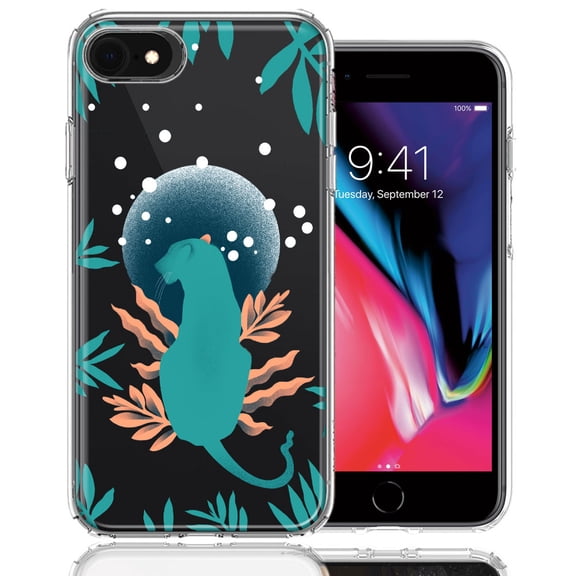 MUNDAZE for Apple iPhone 6/7/8/SE Moon Green Jaguar Design Double Layer Phone Case Cover