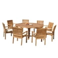 thumbnail image 4 of Grade-A Teak Dining Set: 8 Seater 9 Pc: 72" Round Table And 8 Leveb Stacking Arm Chairs Outdoor Patio WholesaleTeak #51LV1709, 4 of 6