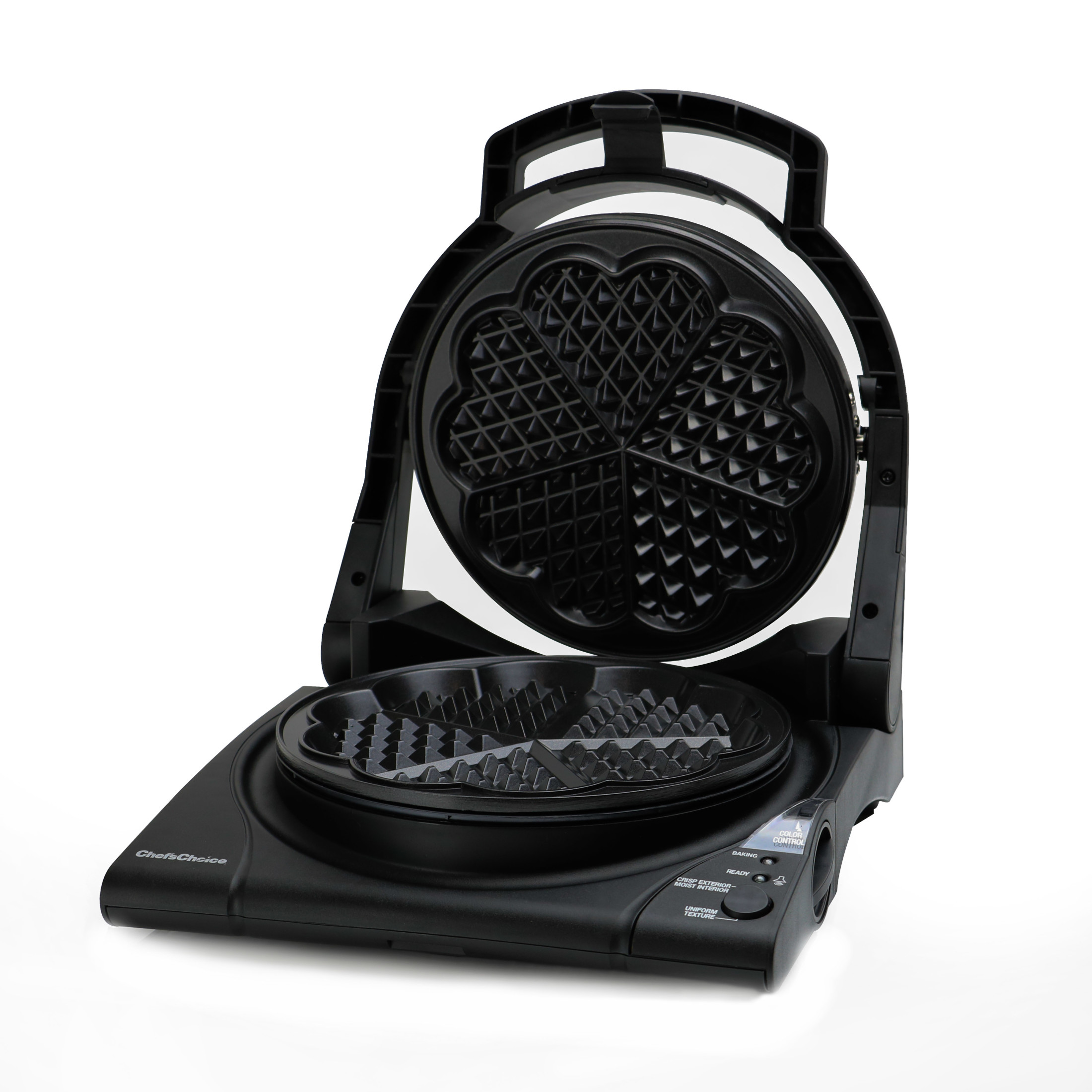 Chef'sChoice WafflePro Model 840 Taste/Texture Select Traditional Five-of-Hearts Waffle Maker, in Black (8400000)