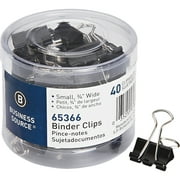 Business Source, BSN65366, Small Binder Clips, 40 Per Pack, Black