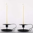 thumbnail image 3 of Candelabros de cono de hierro vintage, juego de 2, candelabros negros simples para exhibiciones de decoración del hogar en el comedor festivo, 3 of 4