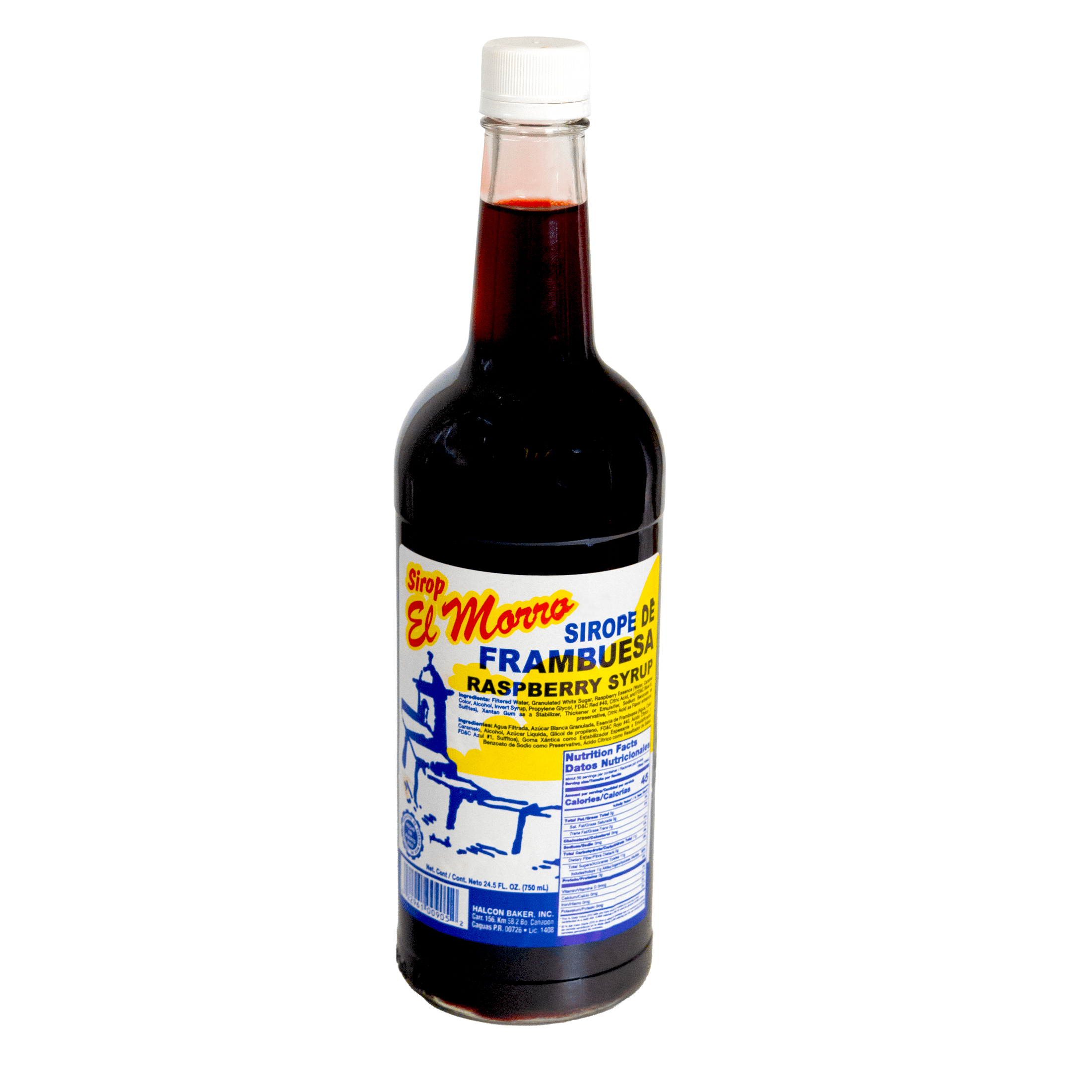 Sirop El Morro Raspberry Drink Mix Syrup, 24.5oz, Liquid, Glass Bottle