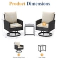 thumbnail image 6 of ELPOSUN Outdoor Patio Swivel Chair Set, 3 Pieces Patio Bistro Set with Side Table Set, All-Weather Wicker Patio Furniture Set with Cushions for Garden,Backyard,porch,Black&Beige, 6 of 9