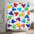 thumbnail image 1 of Cortina de ducha de Mickey Mouse con dibujos animados, cortinas de ducha para baño con 12 ganchos, impermeable, lavable, poliéster, juego de decoración para el baño, 72 x 72 pulgadas, plástico, 1 of 8