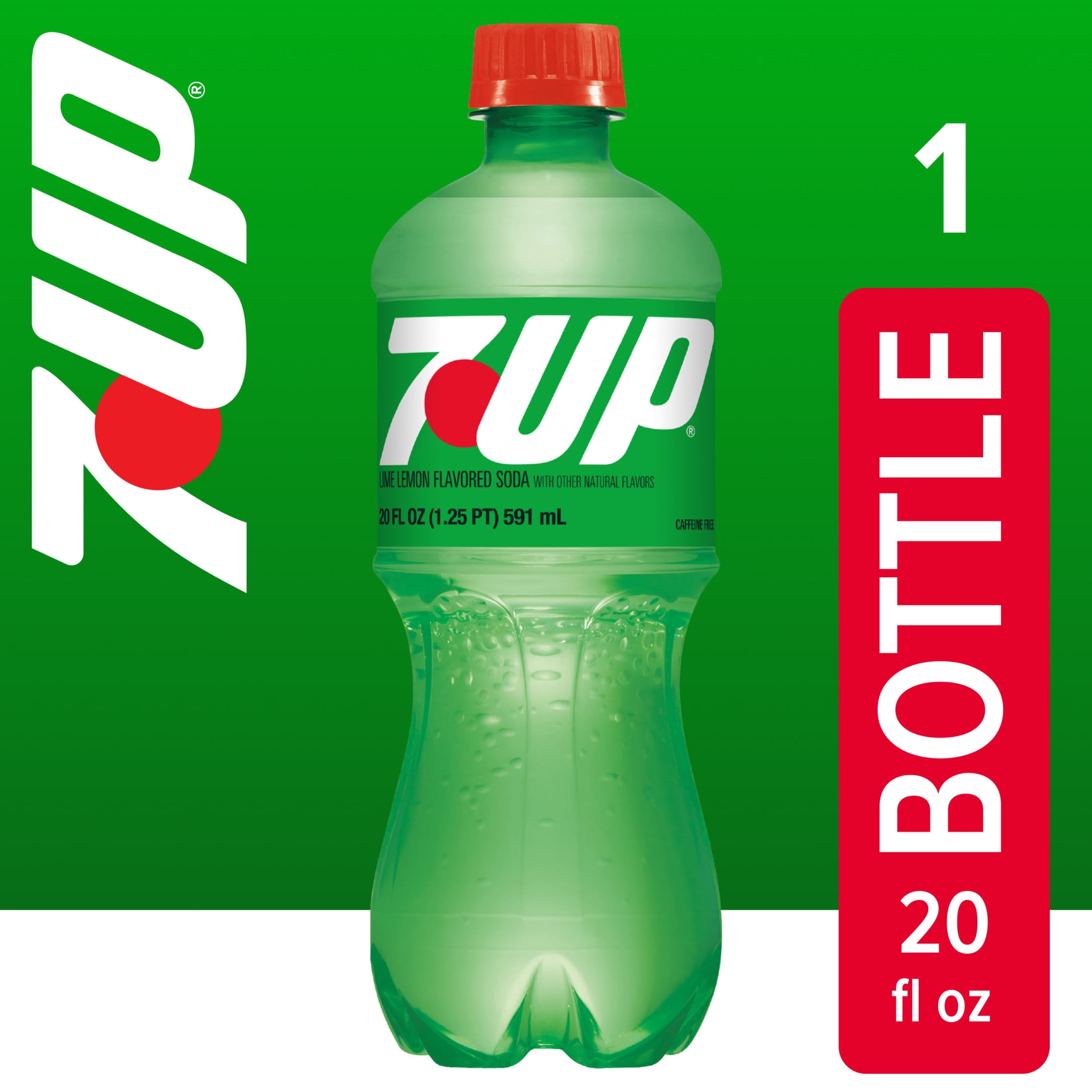 (5 pack) 7UP Caffeine Free Lime Lemon Soda Pop, 20 fl oz, Bottle