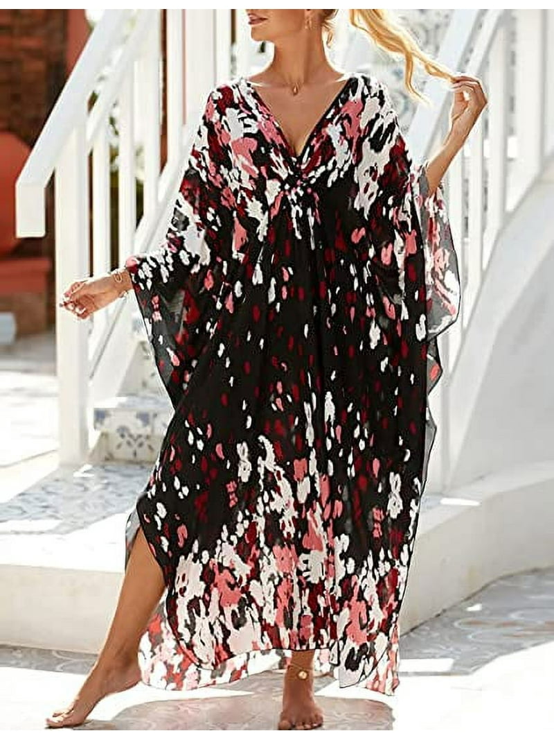 summer beach kaftan dresses Kaftan Dresses For Women Plus Size Caftans Long Beach Swimsuit Cover Up Summer Loungewear Colorful Stripes